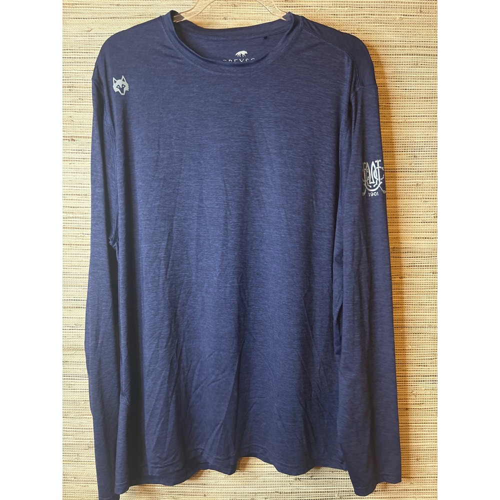 Greyson Sport Mens XL Long Sleeve Performance Golf Shirt Navy Blue Wolf Logo
